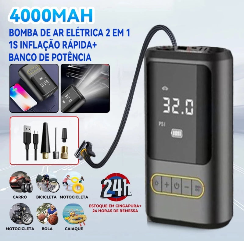 Mini - Compressor de Ar Portátil e Recarregável